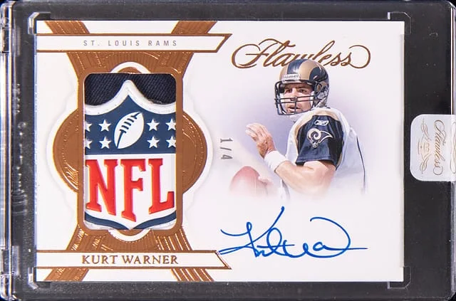 2025 Panini Flawless Kurt Warner Patch Autographs #PA-KWR card image
