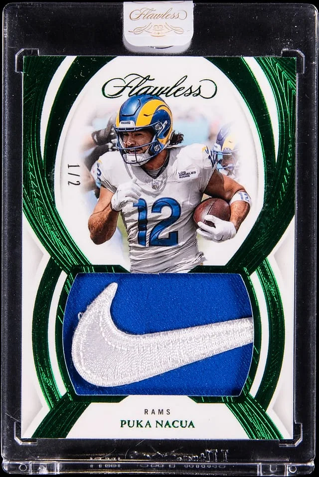 2025 Panini Flawless Puka Nacua Symbols Emerald #FS-PNA card image