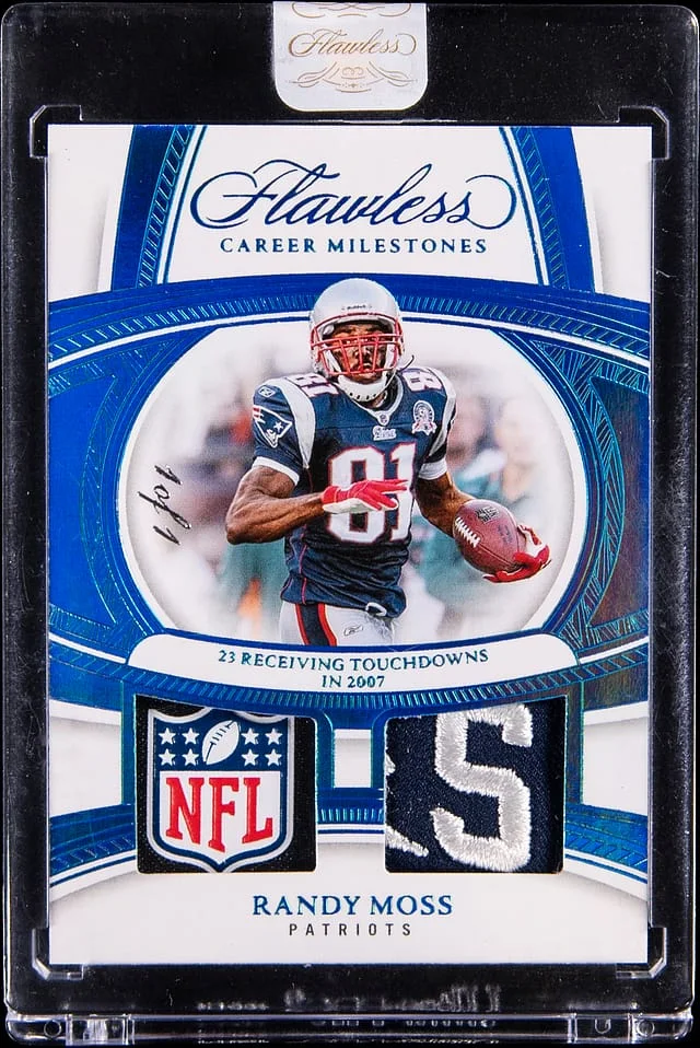 2025 Panini Flawless Randy Moss NFL Shield Career Milestones Platinum #CM-RMS card image