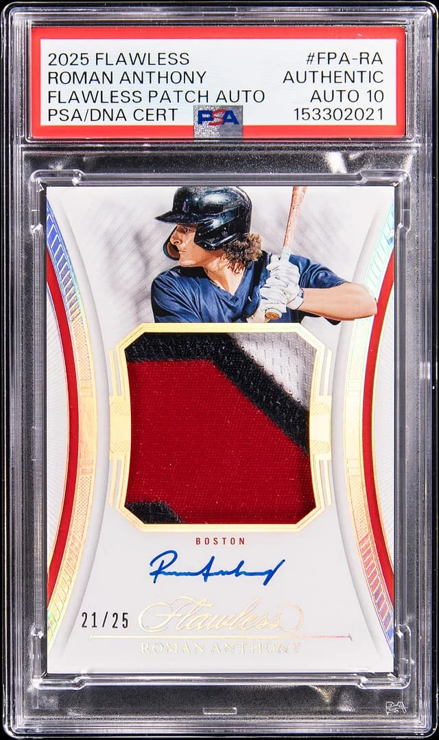 2025 Panini Flawless Roman Anthony Patch Autographs Emerald #FPA-RA card image