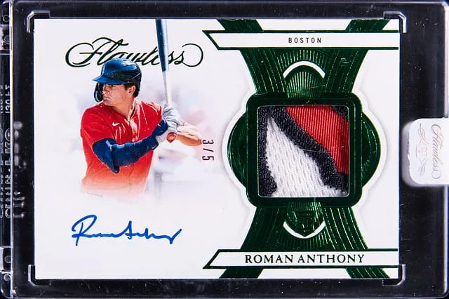 2025 Panini Flawless Roman Anthony Signature Materials Emerald #FSM-ROM card image
