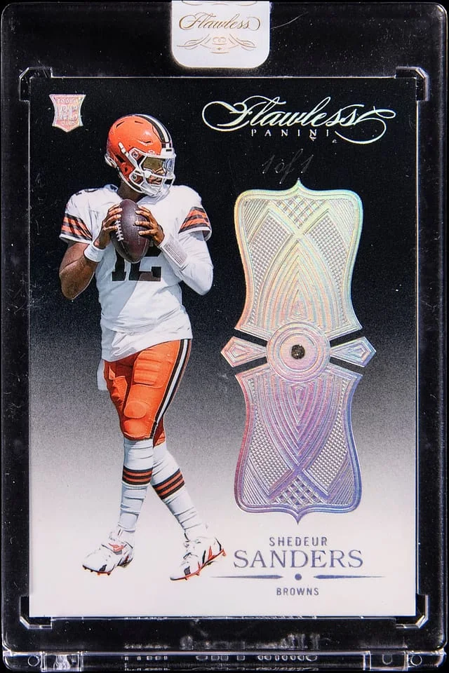 2025 Panini Flawless Shedeur Sanders Relic - Panini Encased Diamond Black #8 card image