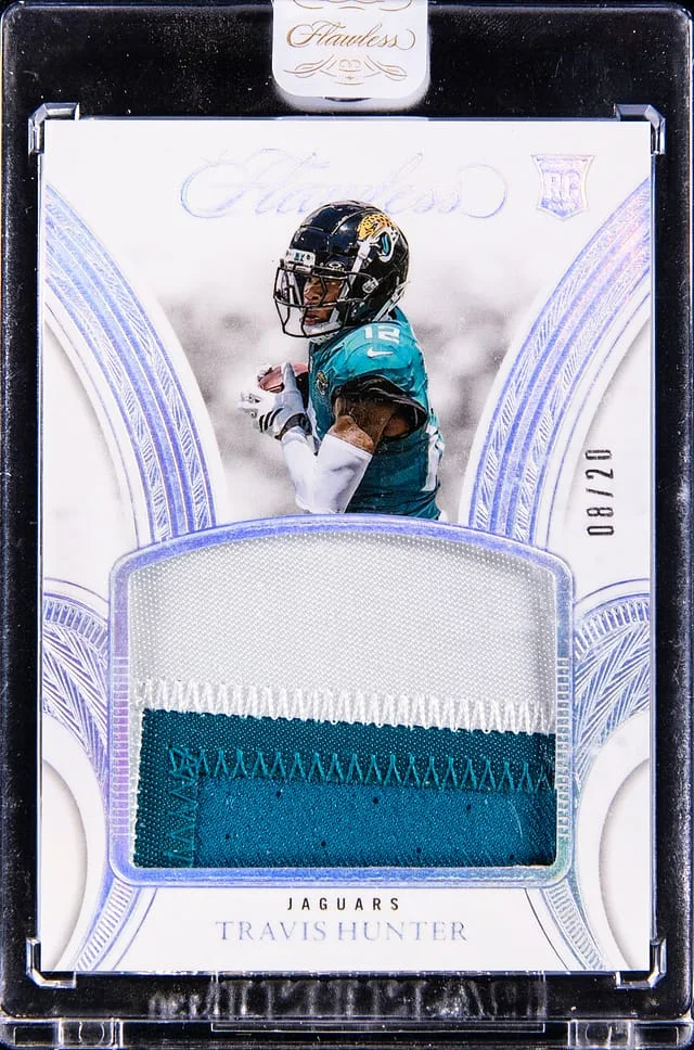 2025 Panini Flawless Travis Hunter Patch - Panini Encased Patches Silver #RP-THR card image
