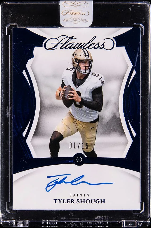 2025 Panini Flawless Tyler Shough Gems Signature Sapphire #RGS-TSH card image