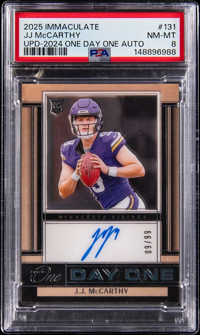 2025 Panini Immaculate JJ McCarthy Update 2024 One Day One Autograph #131 card image