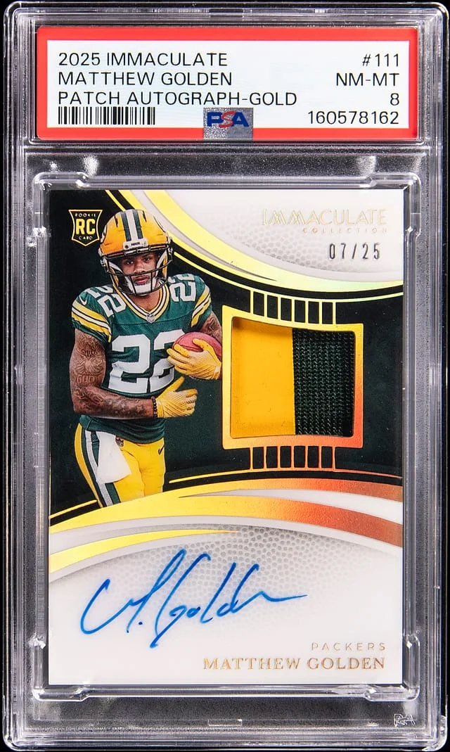 2025 Panini Immaculate Matthew Golden Patch Autograph (RPA) Gold #111 card image