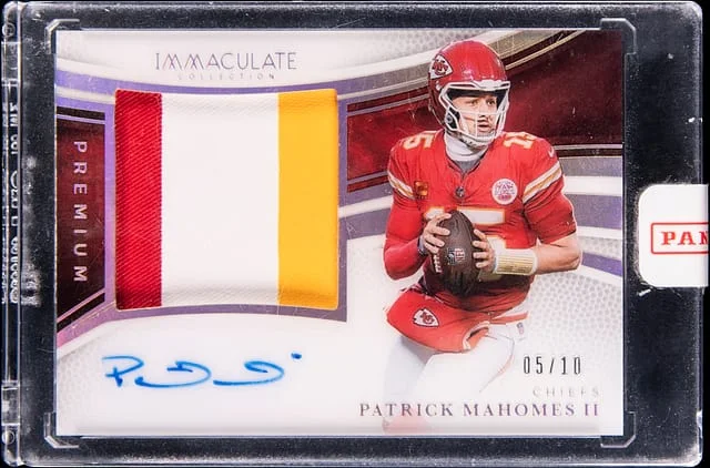 2025 Panini Immaculate Patrick Mahomes II Premium Patch Autograph #PPA-PMS card image