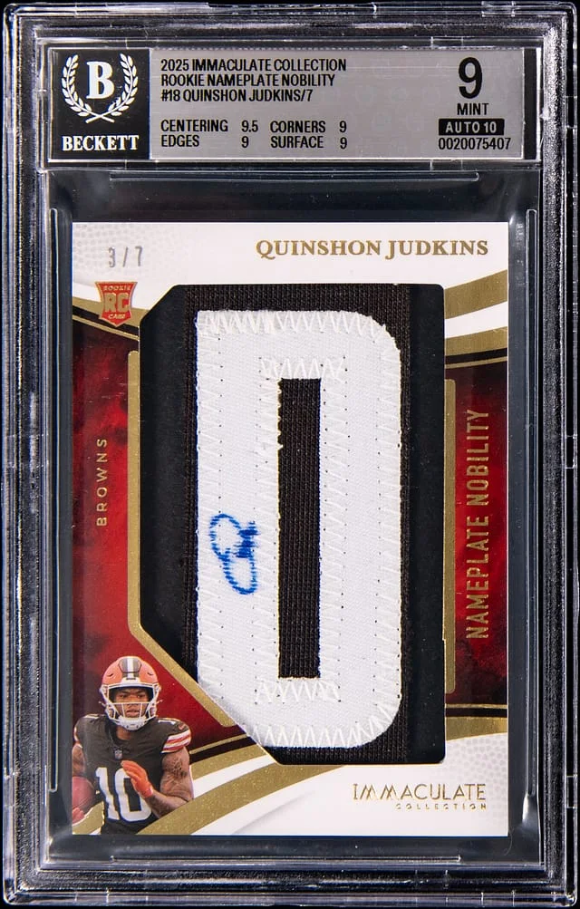 2025 Panini Immaculate Quinshon Judkins Nameplate Nobility #RNN-QJS card image