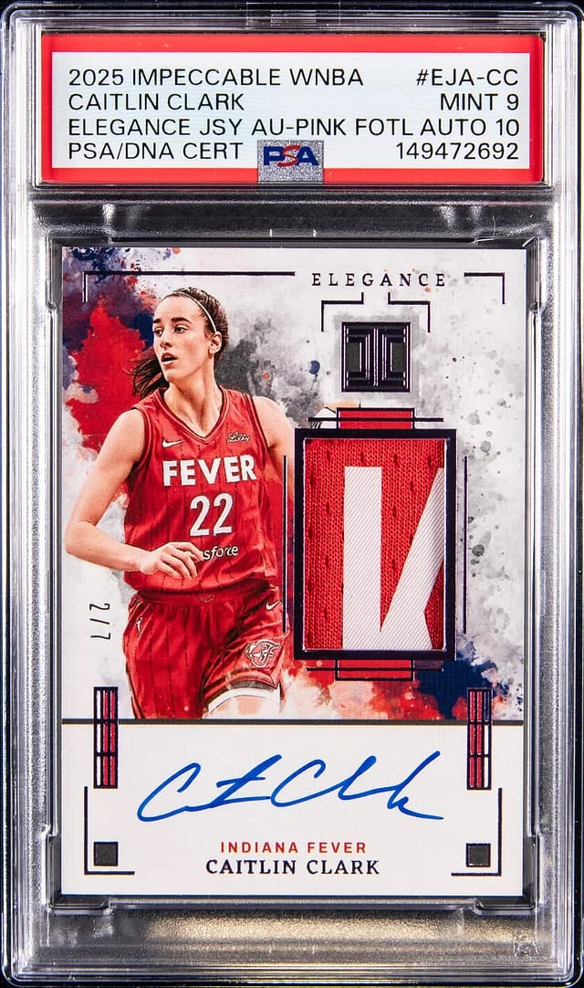 2025 Panini Impeccable Caitlin Clark WNBA Elegance Jersey Autograph Pink FOTL #EJA-CC card image