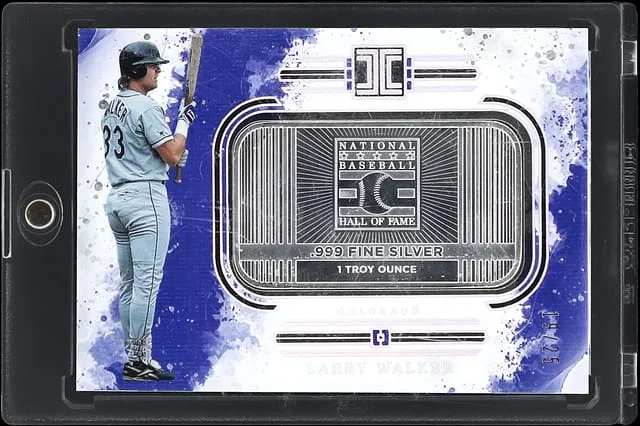 2025 Panini Impeccable Larry Walker Silver Relic - Panini Encased National Baseball Hall of Fame Fine Silver Bar #2 card image