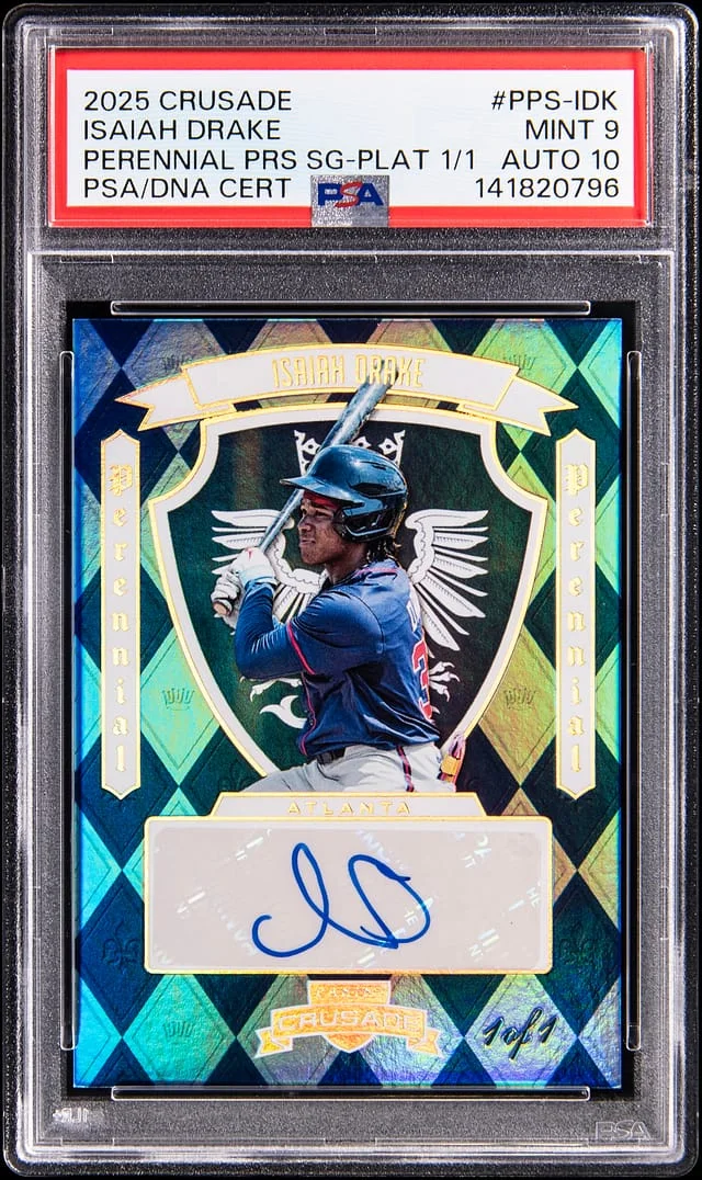 2025 Panini Isaiah Drake Crusade Perennial Prospect Signatures Platinum #PPS-IDK card image