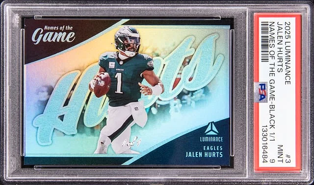 2025 Panini Jalen Hurts Luminance Names of The Game Black #3 card image