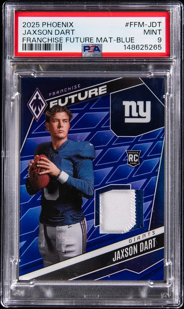 2025 Panini Jaxson Dart Phoenix Franchise Future Materials Blue #FFM-JDT card image