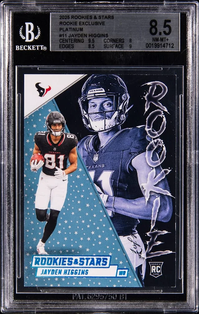 2025 Panini Jayden Higgins Rookies & Stars Exclusive Platinum #11 card image
