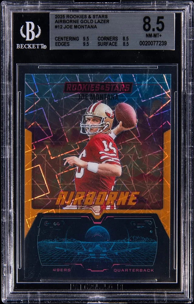 2025 Panini Joe Montana Rookies & Stars Airborne Gold Lazer #12 card image