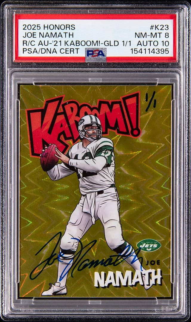 2025 Panini Joe Namath Honors Recollection Collection Autographs Kaboom! Gold #K23 card image