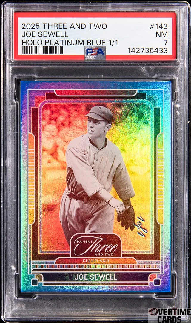 2025 Panini Joe Sewell Three and Two Holo Platinum Blue #143 card image