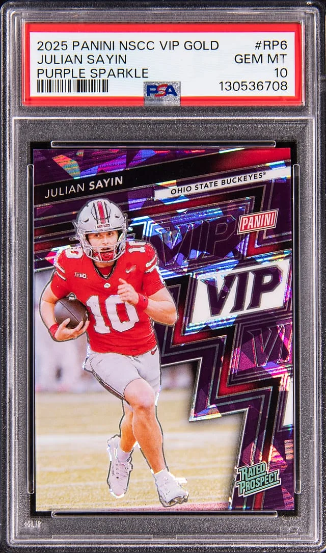2025 Panini Julian Sayin NSCC VIP Gold Purple Sparkle #RP6 card image
