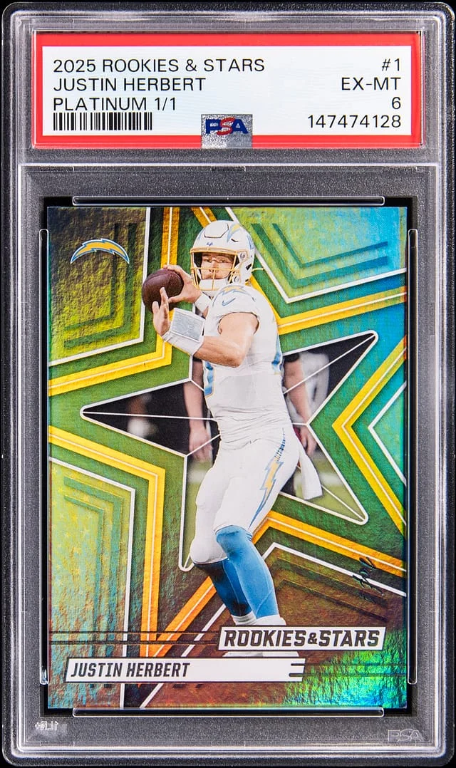 2025 Panini Justin Herbert Rookies & Stars Platinum #1 card image