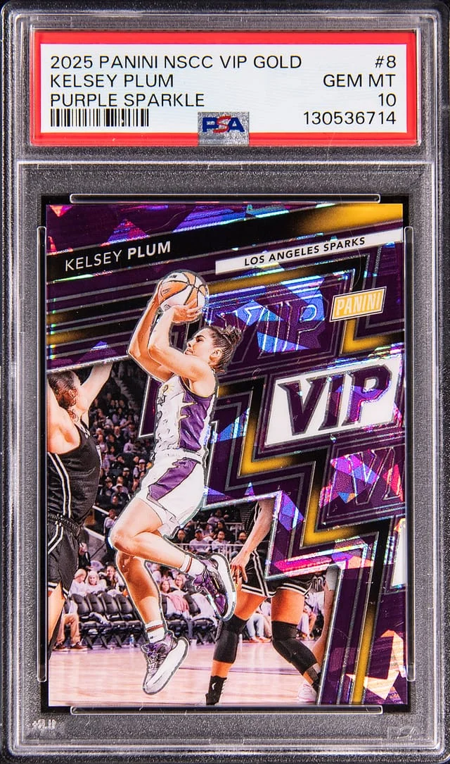 2025 Panini Kelsey Plum NSCC VIP Gold Blue Sparkle #8 card image