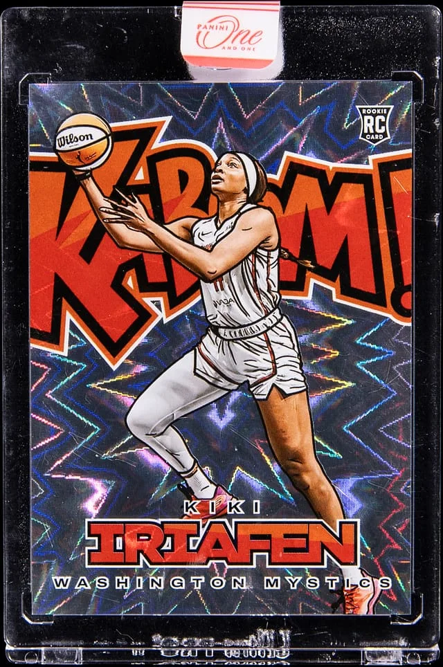 2025 Panini Kiki Iriafen - Panini Encased WNBA One And One Kaboom! #14 card image