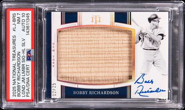 2025 Panini National Treasures Bobby Richardson Legendary Jumbo Lumber Signature Holo Silver #LJ-BRS card image