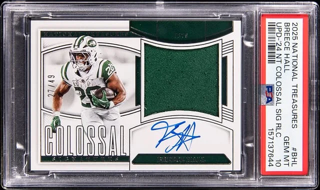 2025 Panini National Treasures Breece Hall Colossal Signatures Relic #CS-BHL card image