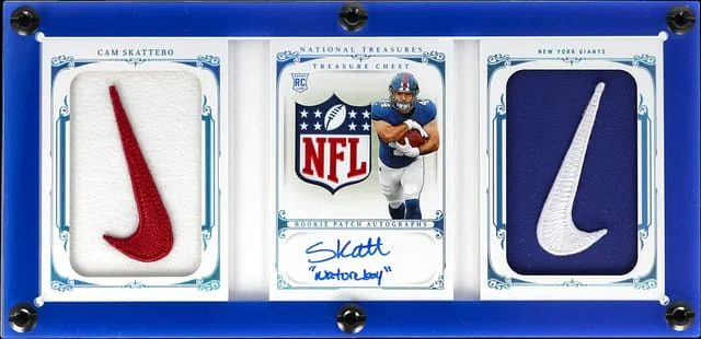 2025 Panini National Treasures Cam Skattebo Treasure Chest Patch Autographs Booklet #TCR-CSO card image