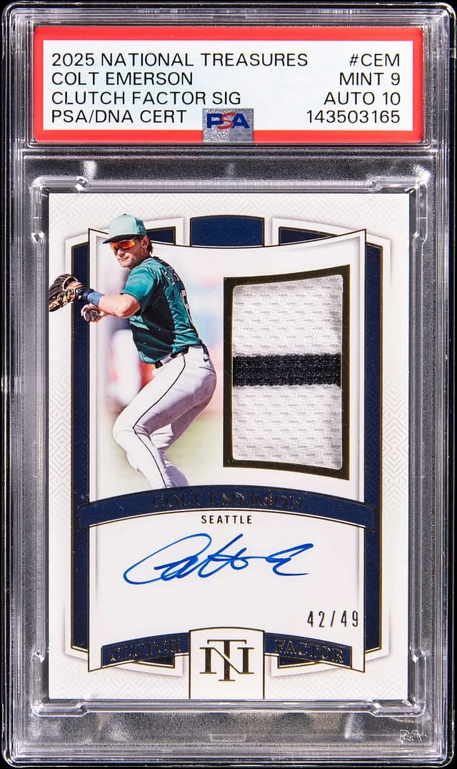 2025 Panini National Treasures Colt Emerson Clutch Factor Signature #CF-CEM card image