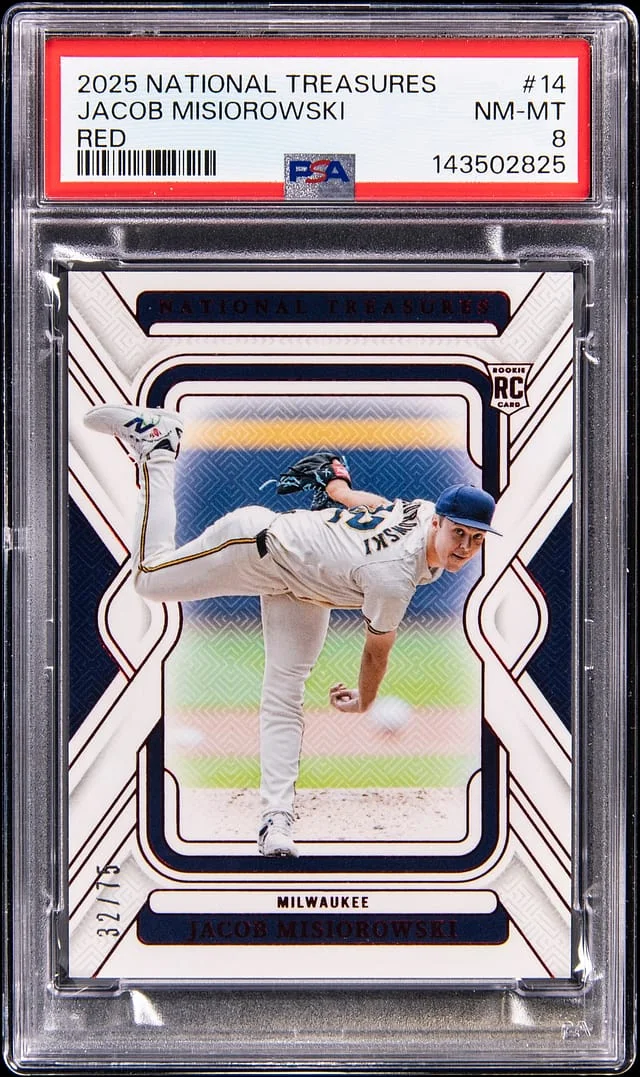 2025 Panini National Treasures Jacob Misiorowski Red #14 card image