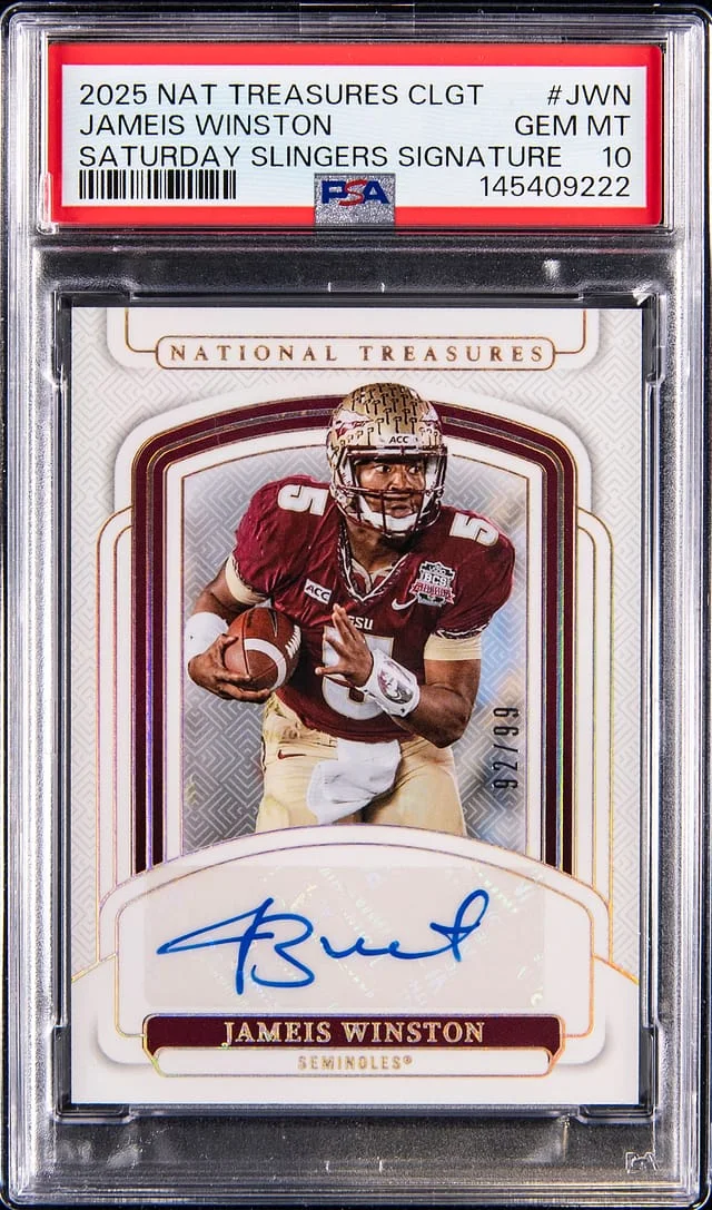 2025 Panini National Treasures Jameis Winston Saturday Slingers Signature #SS-JWN card image
