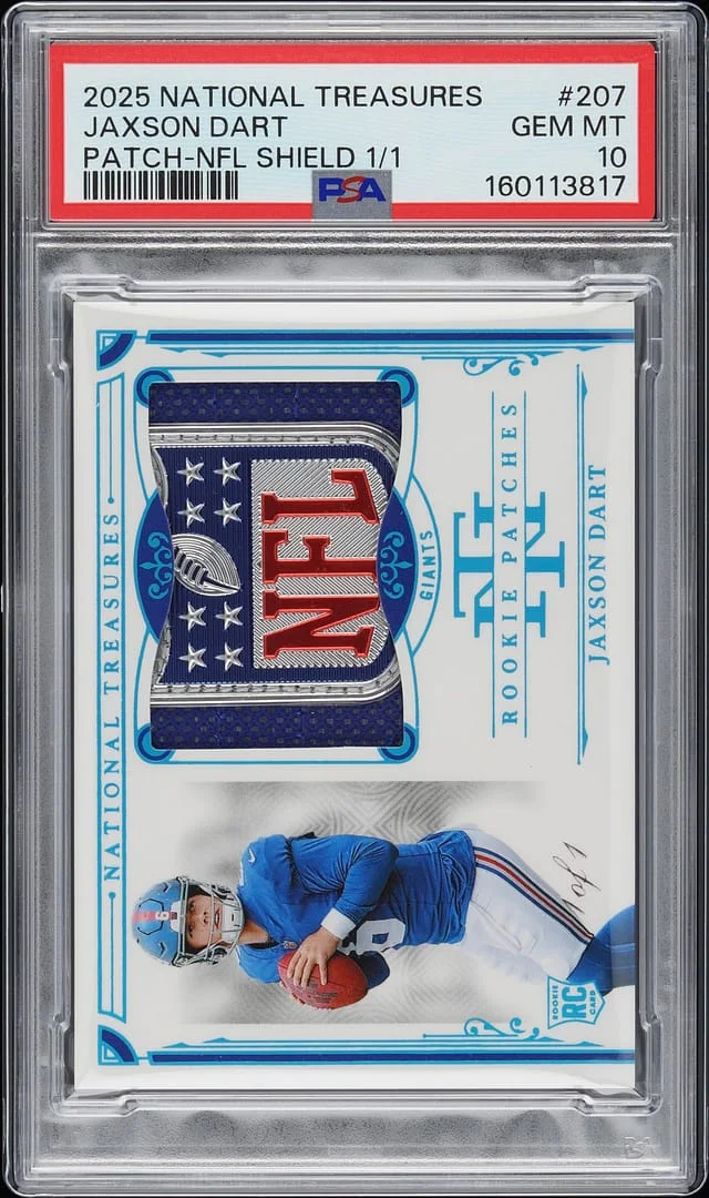 2025 Panini National Treasures Jaxson Dart NFL Shield Patches NFL Shield #207 card image