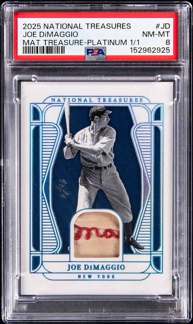 2025 Panini National Treasures Joe DiMaggio Material Treasures Platinum #MT-JD card image