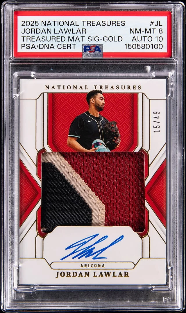 2025 Panini National Treasures Jordan Lawlar Treasured Materials Signature Gold #TMS-JL card image