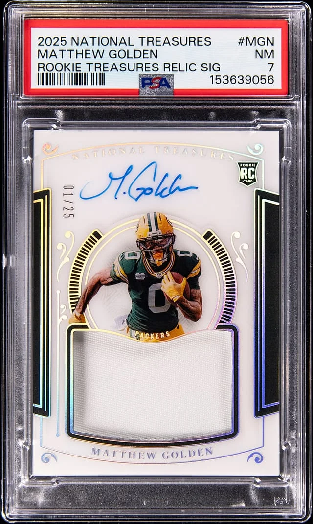 2025 Panini National Treasures Matthew Golden Treasures Relic Signatures #RTHS-MGN card image