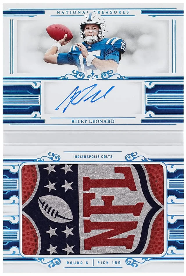 2025 Panini National Treasures Riley Leonard Jumbo Prime Signatures Booklet #RJPS-RLD card image