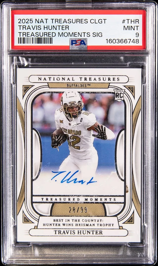 2025 Panini National Treasures Travis Hunter Collegiate Treasured Moments Signatures #TMS-THR card image