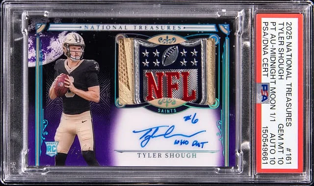 2025 Panini National Treasures Tyler Shough Patch Autographs (RPA) Midnight Moon #161 card image