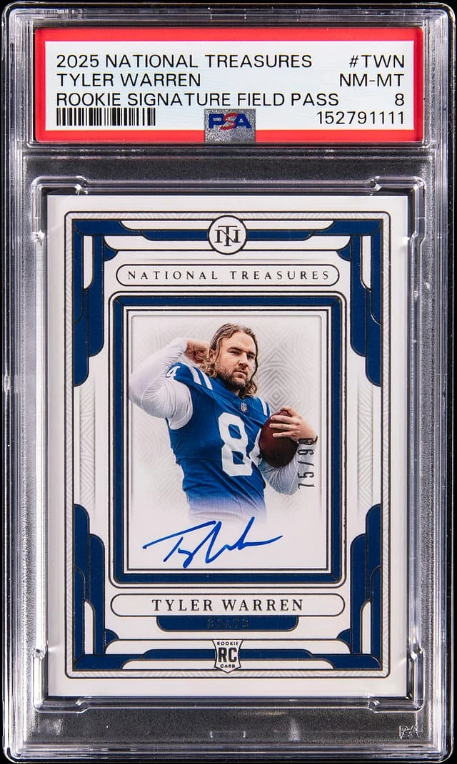 2025 Panini National Treasures Tyler Warren Signature Field Pass #RSFP-TWN card image