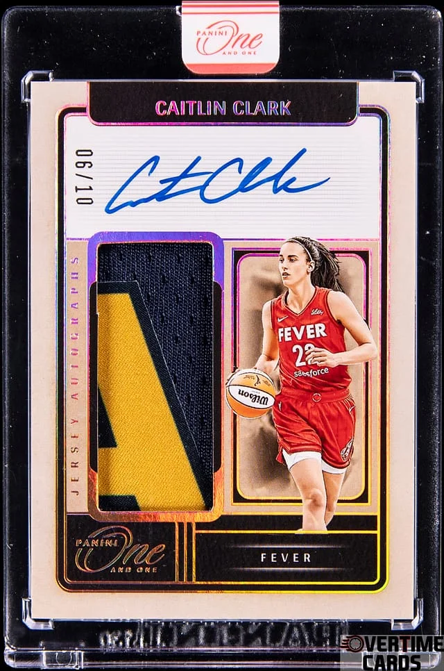 2025 Panini One and One Caitlin Clark WNBA Jersey Autographs Holo Gold #JA-CC card image