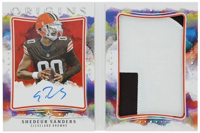 2025 Panini Origins Shedeur Sanders Booklet Patch Autograph #RBPA-SSA card image