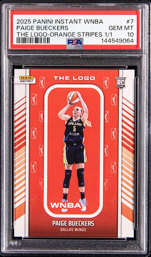 2025 Panini Paige Bueckers Instant WNBA The Logo Orange Stripes #LOGO-7 card image