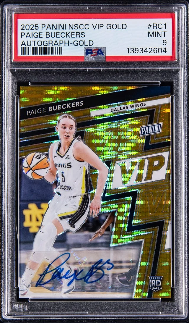 2025 Panini Paige Bueckers NSCC VIP Gold Tiger Stripe #RC1 card image
