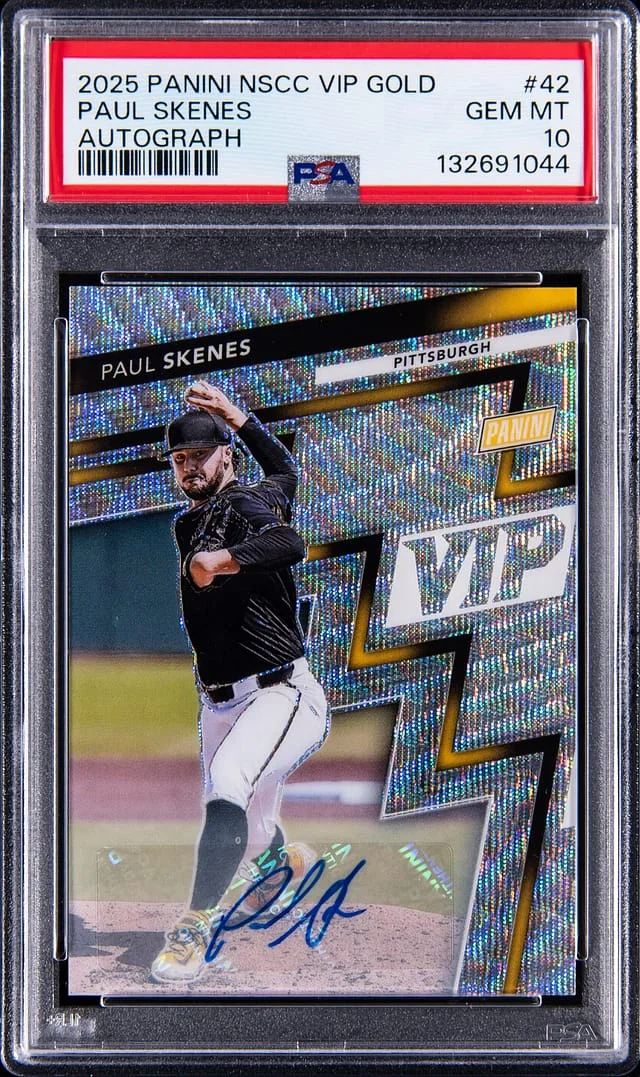 2025 Panini Paul Skenes National Sports Collectors Convention VIP Gold Autograph #42 card image