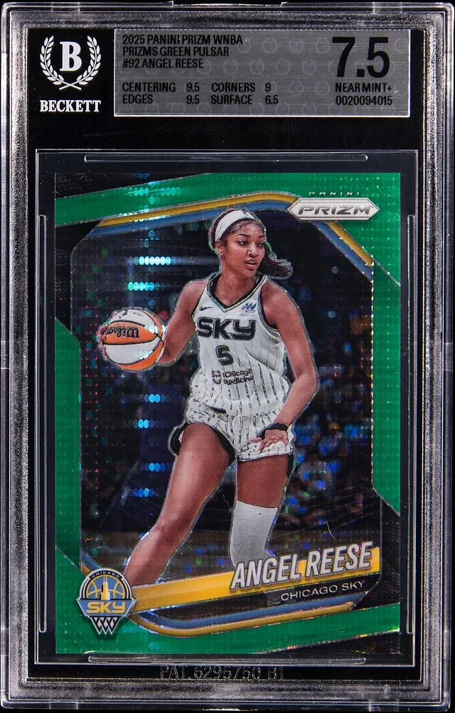 2025 Panini Prizm Angel Reese WNBA Green Pulsar Prizm #92 card image