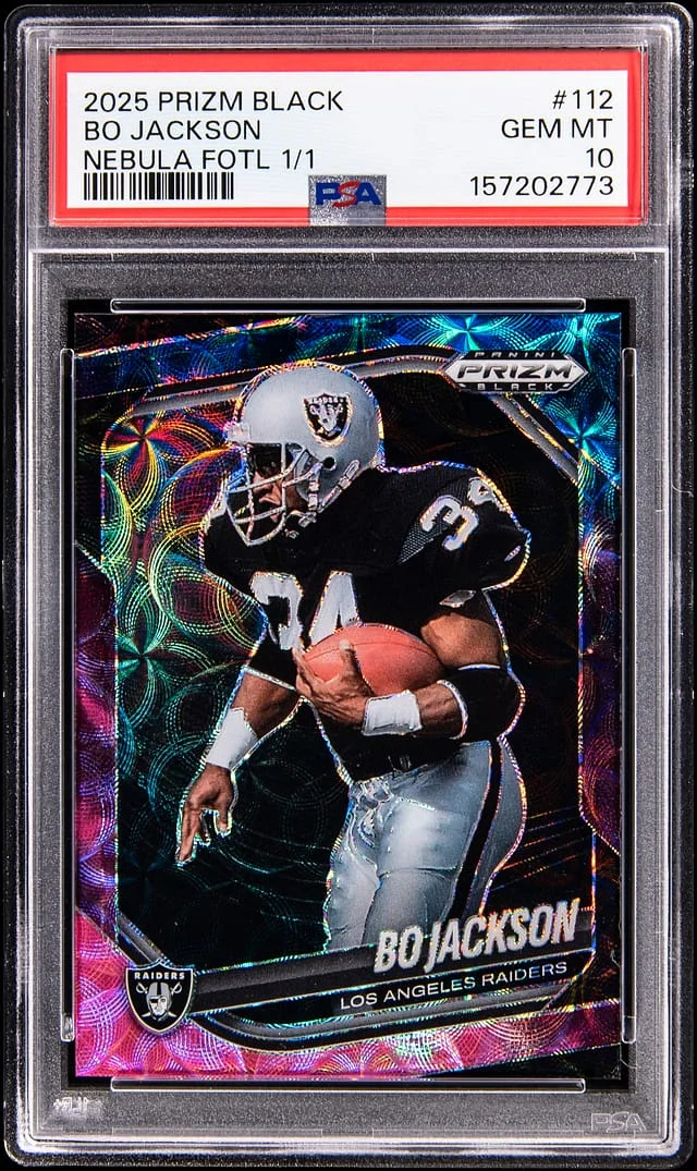 2025 Panini Prizm Bo Jackson Black Nebula FOTL #112 card image