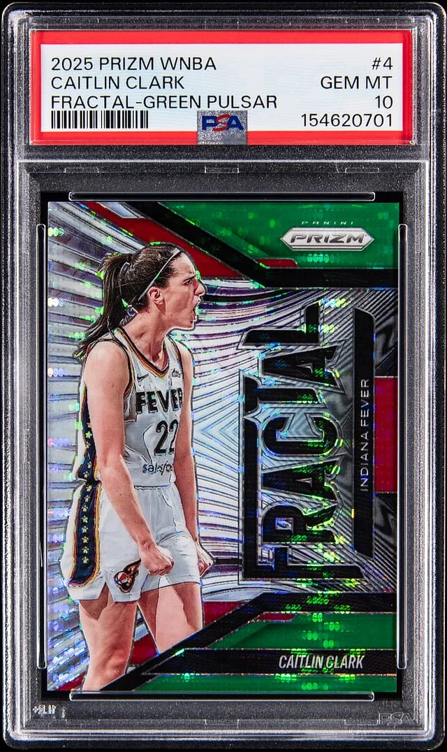 2025 Panini Prizm Caitlin Clark WNBA Fractal-Green Pulsar #4 card image