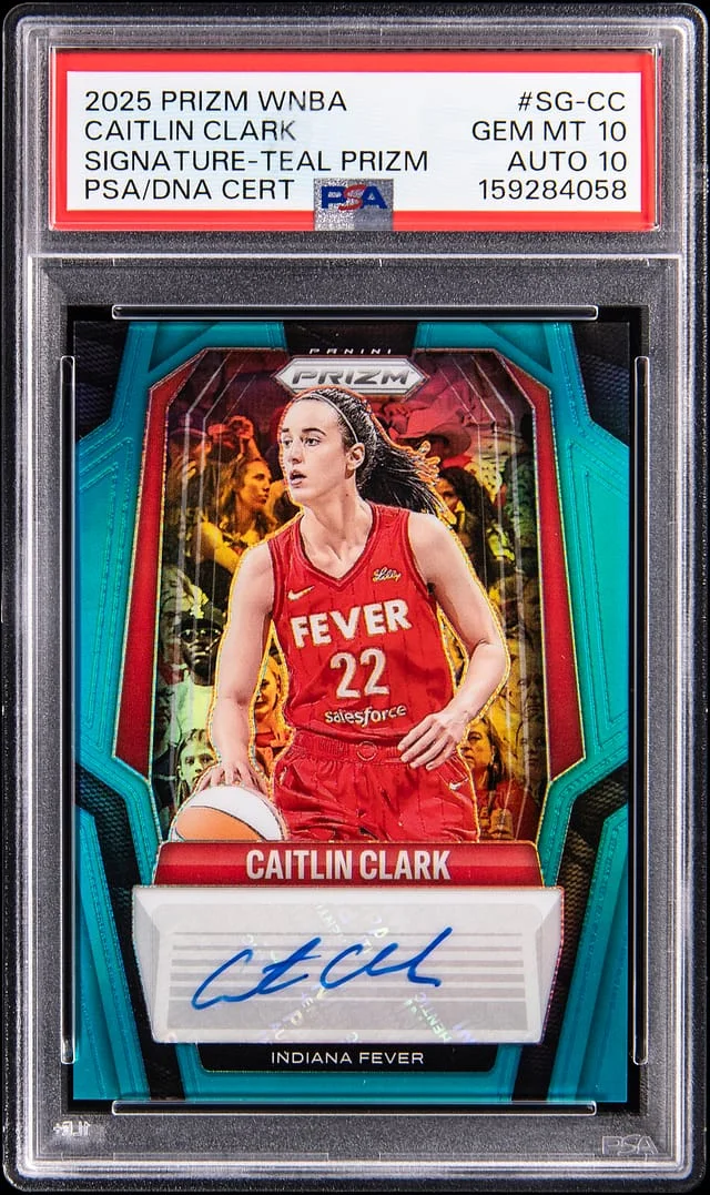 2025 Panini Prizm Caitlin Clark WNBA Signatures Teal Prizm #SG-CC card image