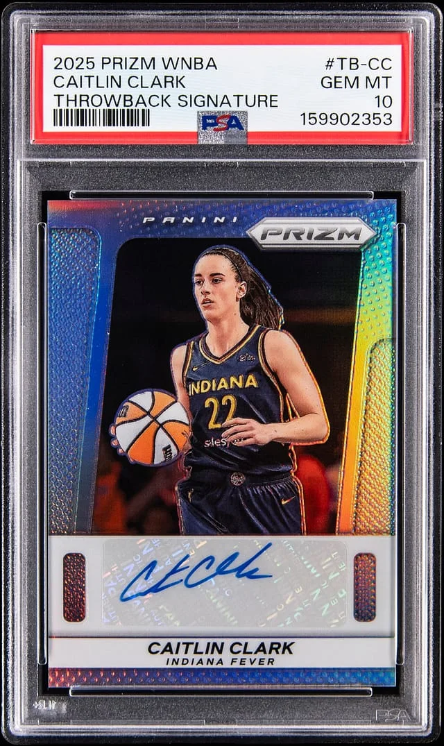 2025 Panini Prizm Caitlin Clark WNBA Throwback Signatures Mojo Prizm #TB-CC card image