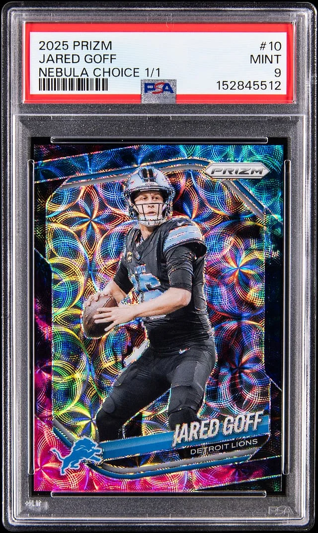 2025 Panini Prizm Jared Goff Nebula Choice #10 card image